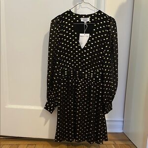 &Other Stories Black and Gold Polka Dot Dress